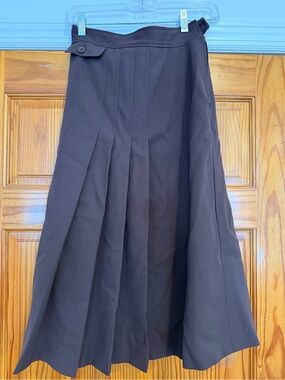 Vintage Women's Charcoal Pleated A-Line Skirt